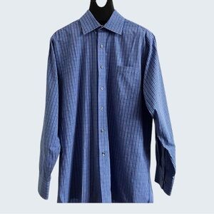 ✨ Michael Kors Blue Pinstriped Button Down Dress Shirt 100% Cotton | Large